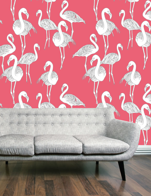 Grace Garrett flamingo wallpaper Deco Glamour