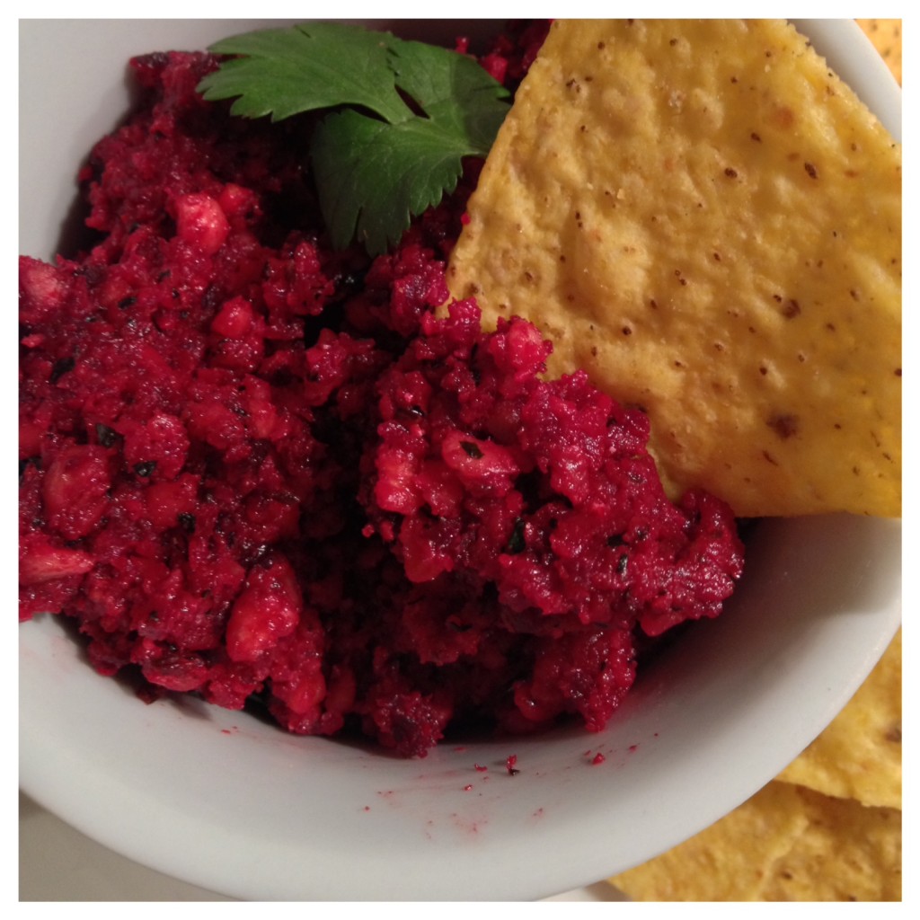 beetroot dip closeup