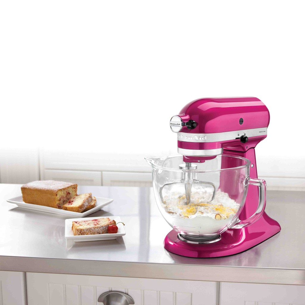 The Platinum stand mixer in Raspberry Ice