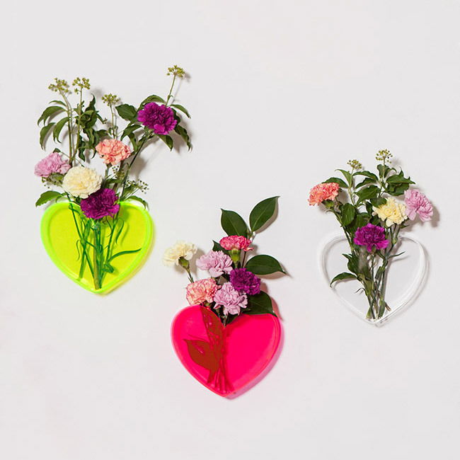 lovestar perspex heart vases