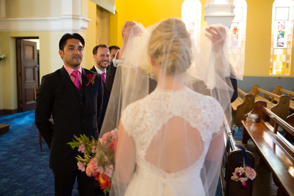 Dad lifting my veil