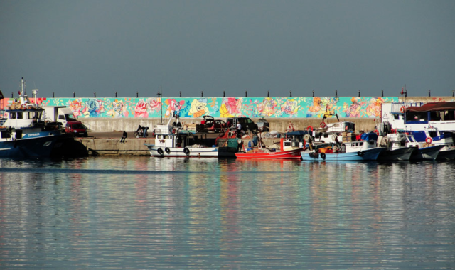 The sea wall in Turkey - done in collaboration with husband, Geoffrey Carran 