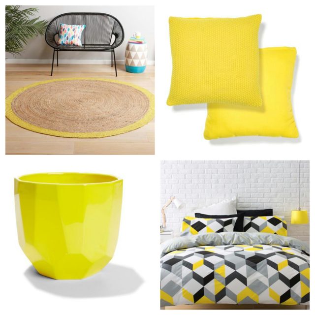 Plenty of new yellow homewaes can be found at Kmart, which has stores in many Federation Centres, including Sydney's Warriewood Square