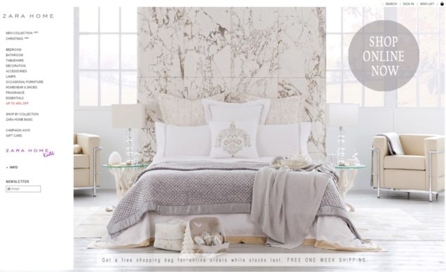 Zara Home Online Homepage