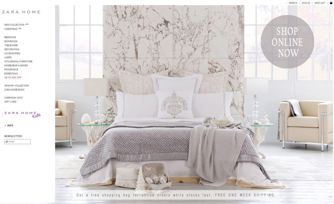 Zara Home launches Australian online 