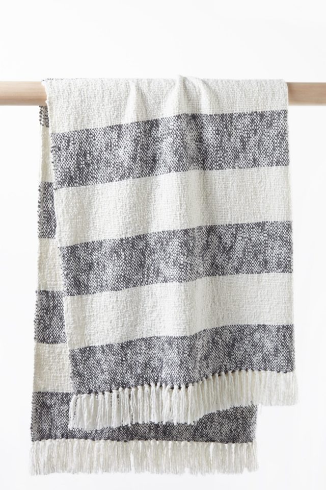 4 Mark Tuckey + Cotton On Stripe Slub Throw Charcoal Milk $69.95