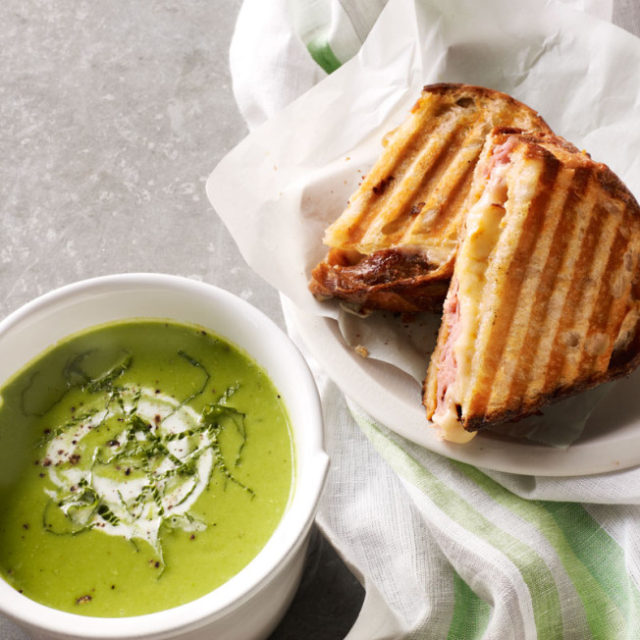 6 May 2016 - Pea Soup with Grilled Ham and Cheese