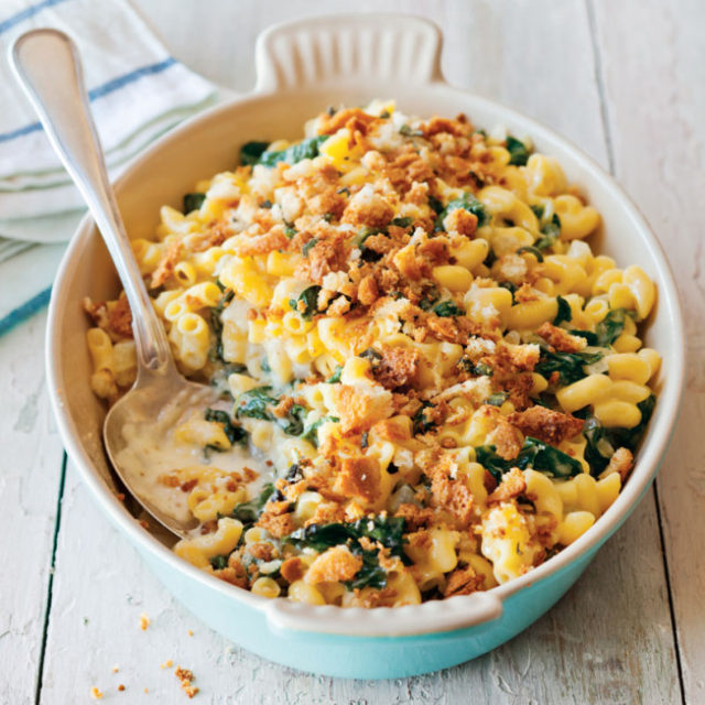 Macaroni and Cheese with Swiss Chard and Sage Breadcrumbs-652x652