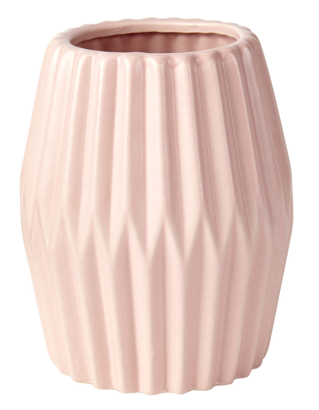 6 Ribbed vase pink $5