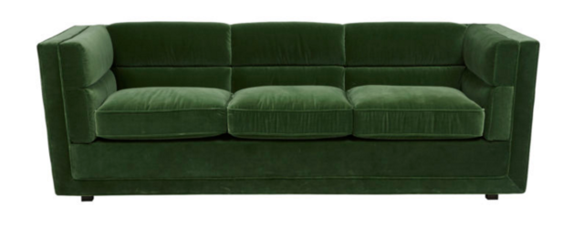 The 'Bogart' forest green sofa - we love!