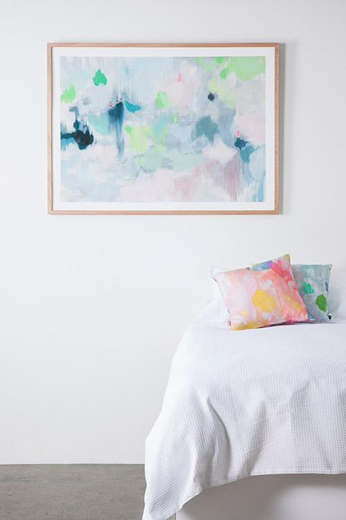 framed-contemporary-art-print-in-situ-bed-lifted-and-cushions-tiptoe-and-crystal-by-belinda-marshall72