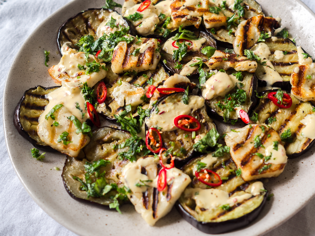 Foodie Friday Grilled eggplant and halloumi salad The Interiors Addict