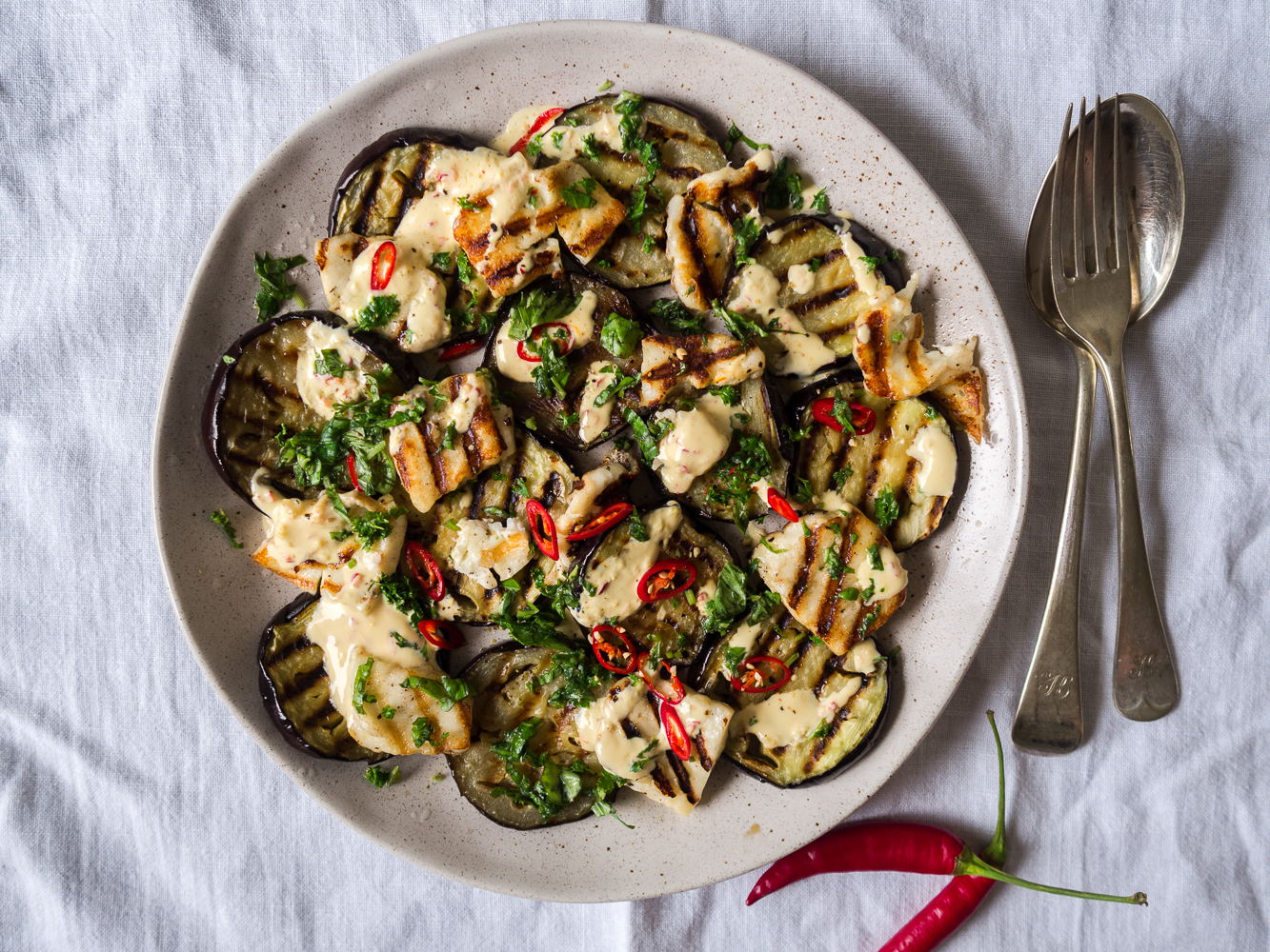 Foodie Friday Grilled eggplant and halloumi salad The Interiors Addict