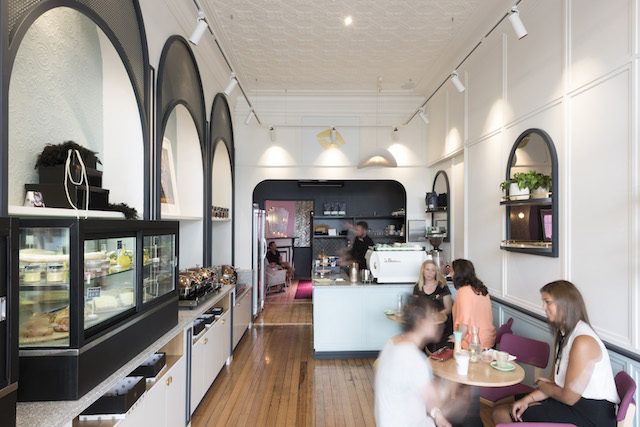 French cafe in Melbourne combines monochrome & vivid spaces - The