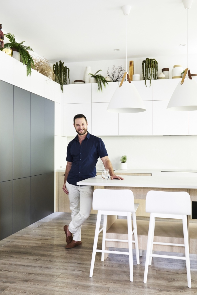 Darren in his new kitchen