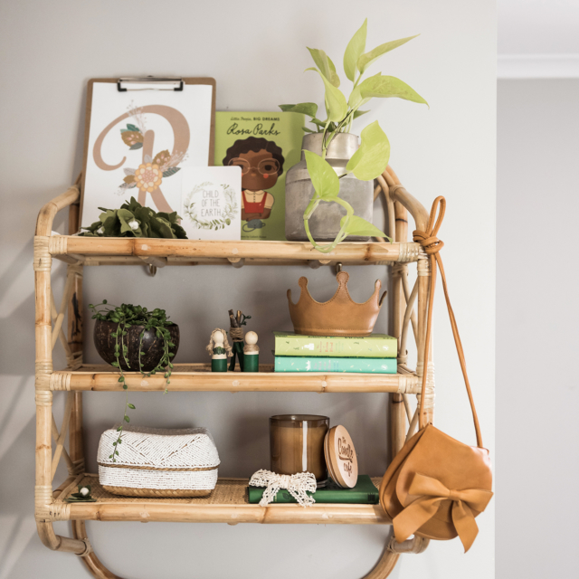 Rattan shelving