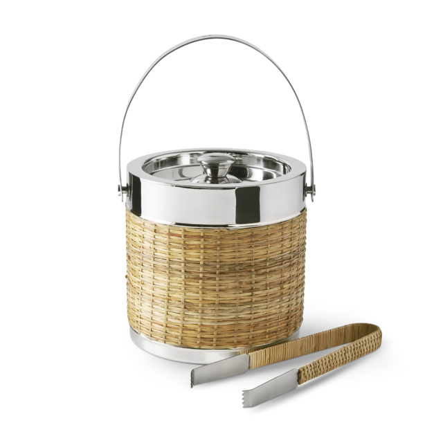 AERIN Woven & silver ice bucket with tongs, $100