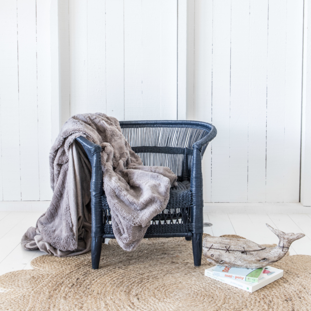 navy rattan chair