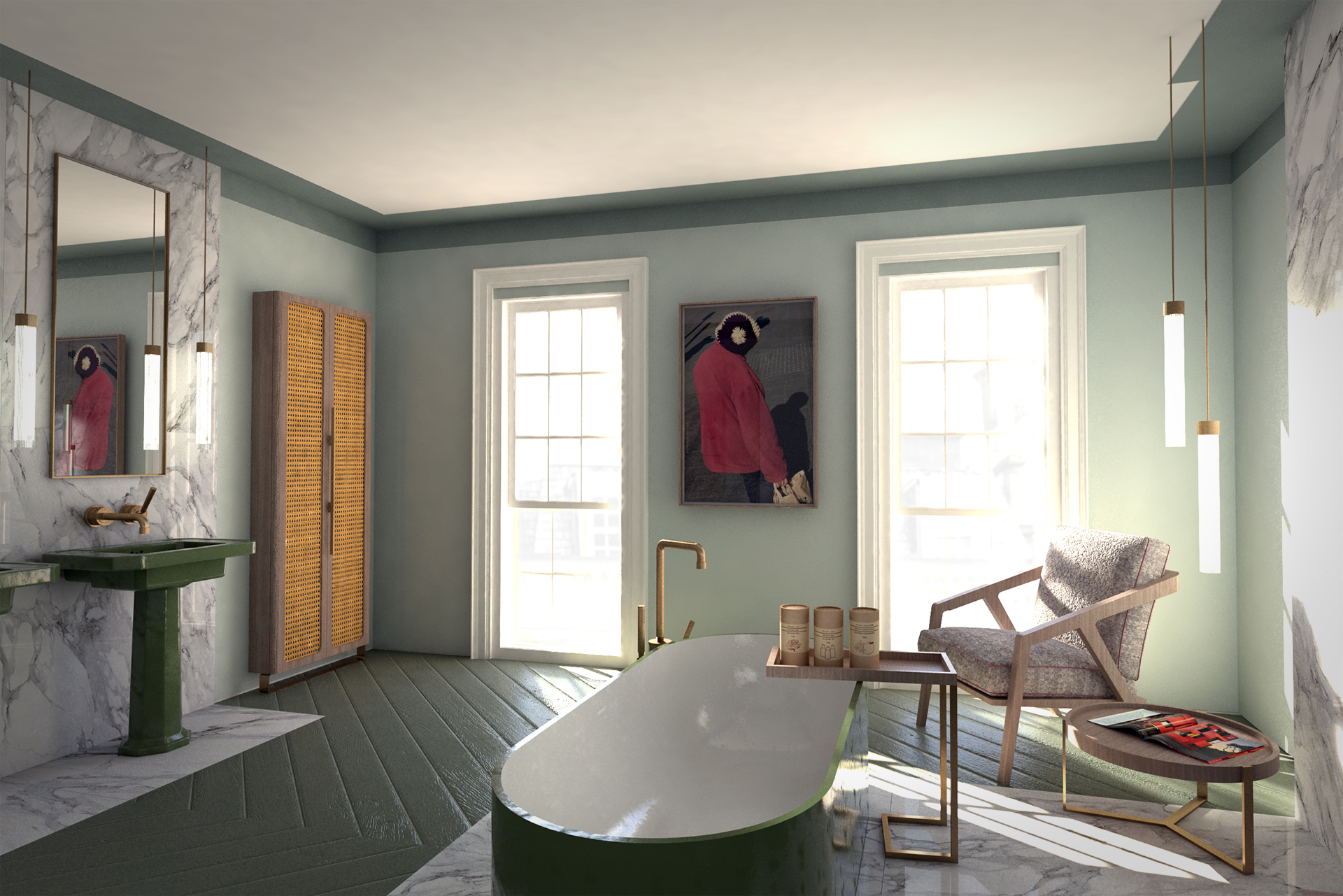 Green glamour An avocado bathroom in Notting Hill The Interiors Addict