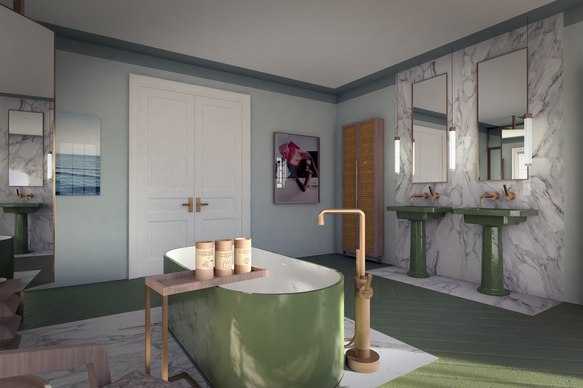 Green glamour An avocado bathroom in Notting Hill The Interiors Addict