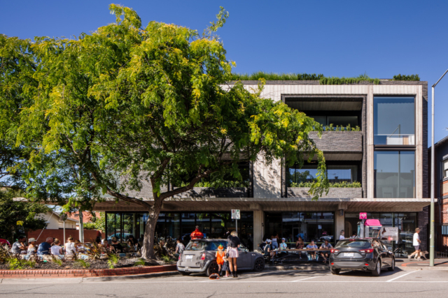 The apartment block's exterior