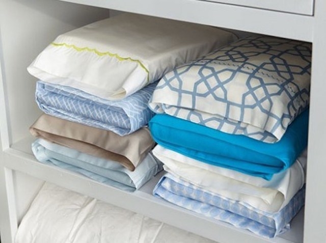 Sheets stored inside matching pillow cases