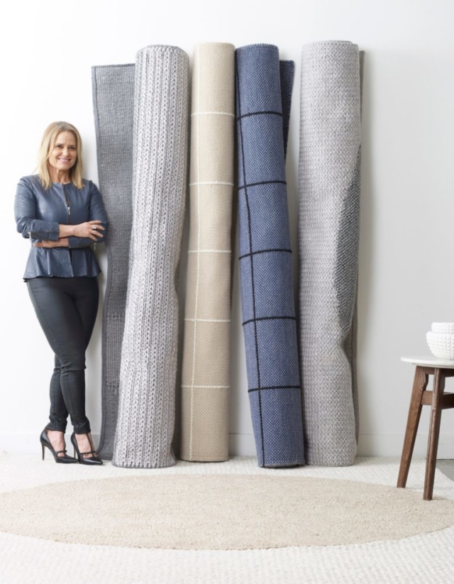 Shaynna with the rugs she designed for Rug Collection