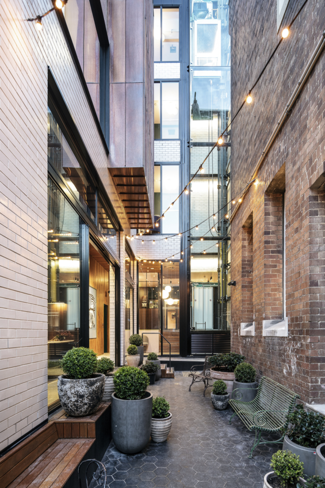 The hotel is sandwiched between an office building and former convent