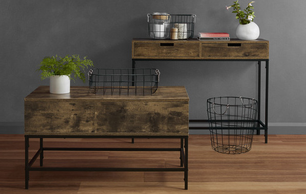 Industrial console and coffee table