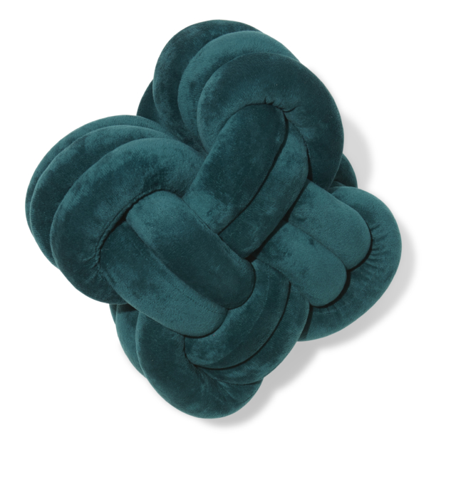 Knot cushion in green, $15