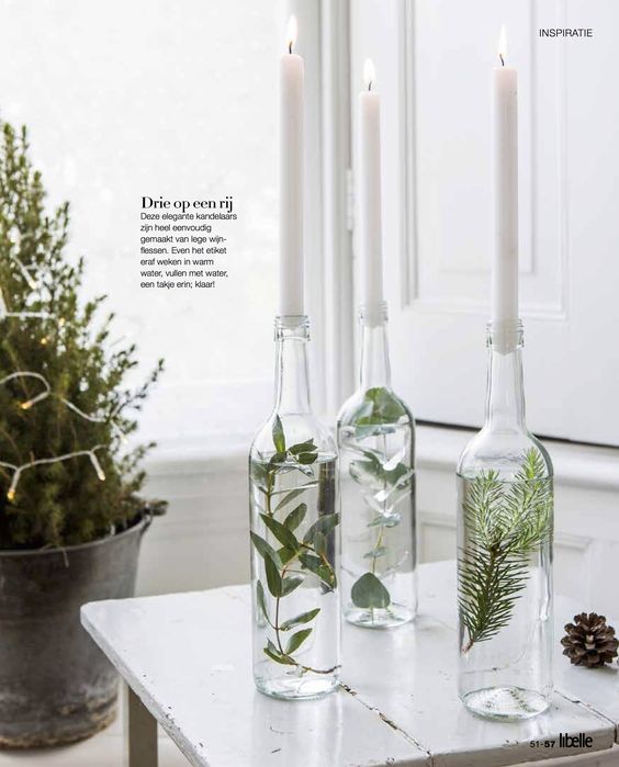 Glass bottle candle holders