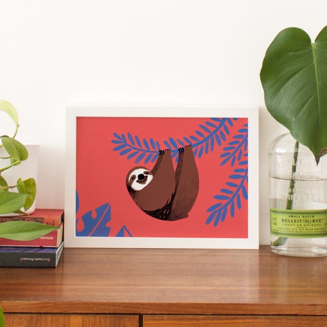 Carolina Buzio 'Happy Sloth' medium art print, $19