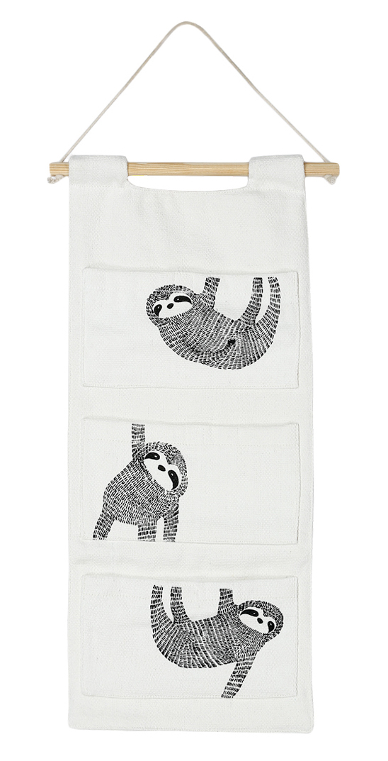 Kmart hanging organiser with sloth print, $6.