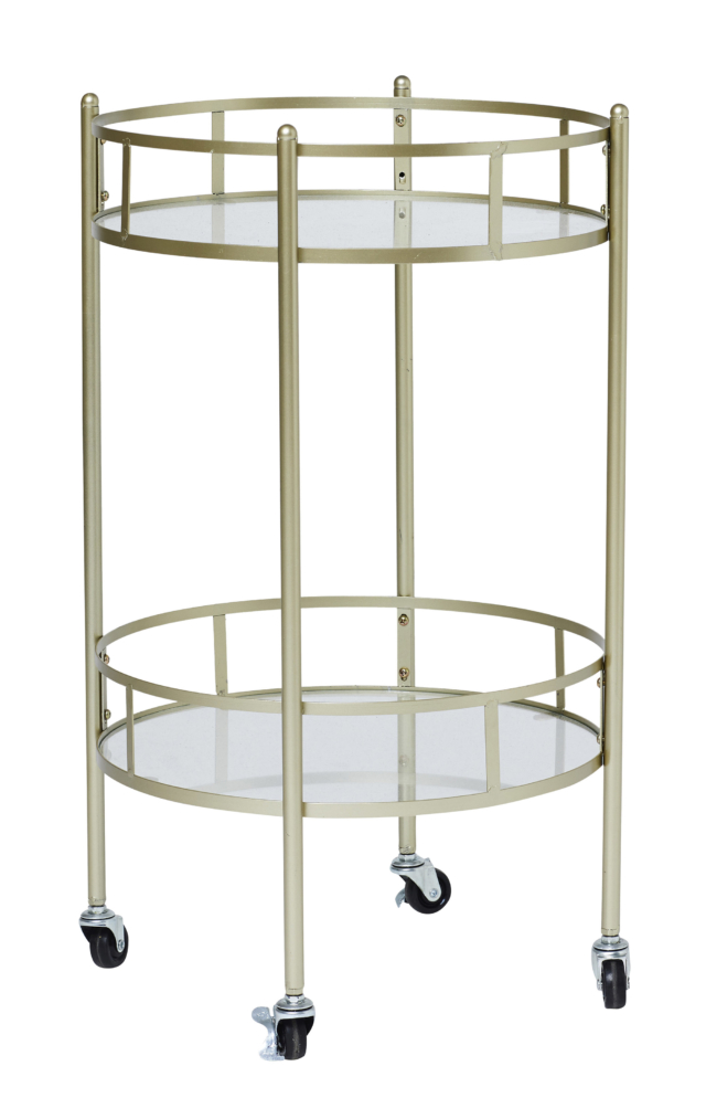 'London' gold metal bar cart, $49