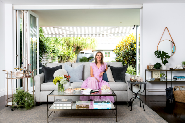 Rachel Crethar in her newly styled lounge room