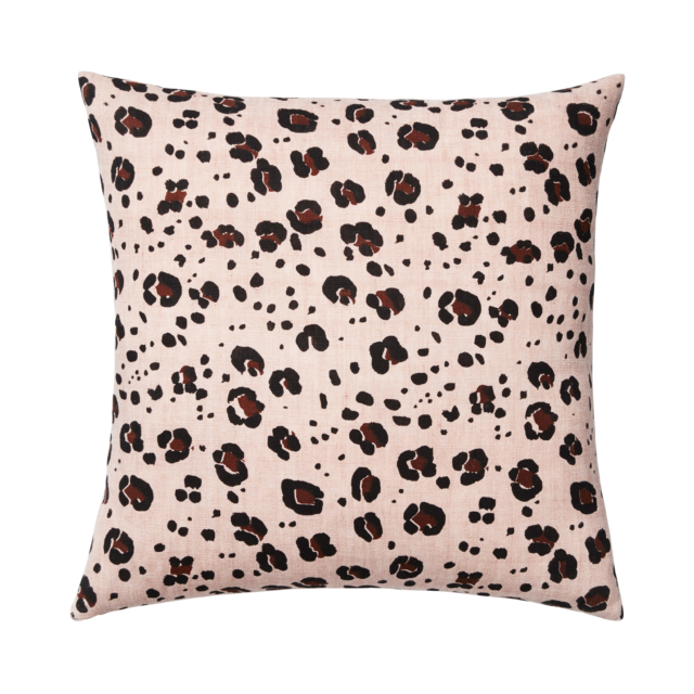 Adairs Blush multi print malmo leopard linen cushion