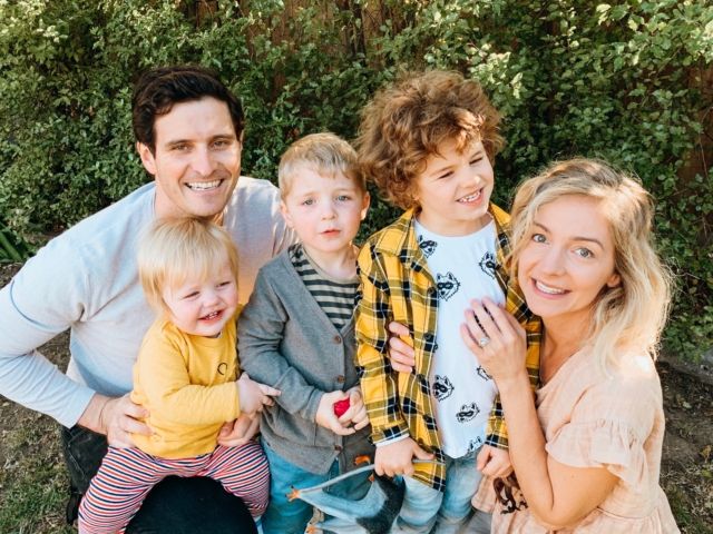 Artist Kimmy Hogan with her husband Nick and their three sons