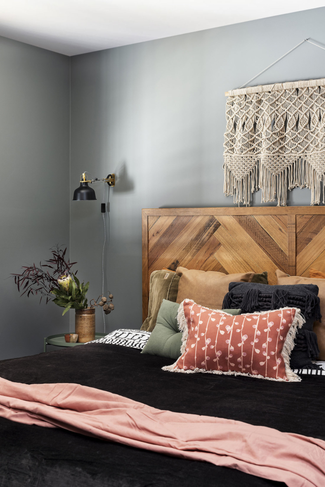 AFTER Tim's bedroom features cushions from his new textile collected 'Foraged'