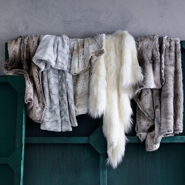 west elm faux fur Ombre throws