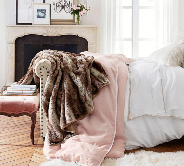 Pottery Barn faux fur Ombre throw