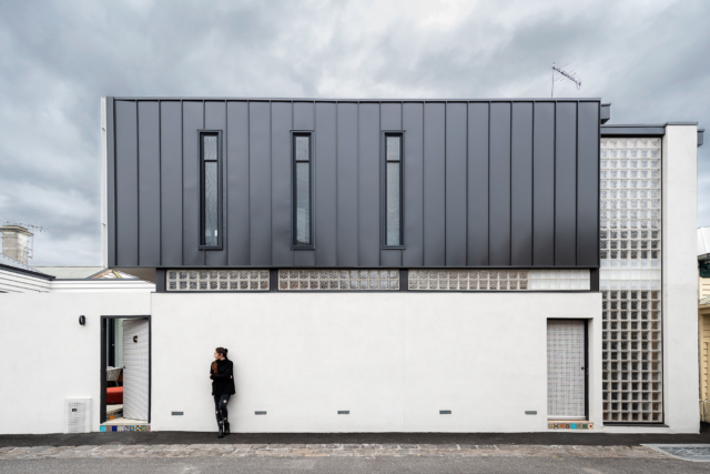 Glass bricks let light in and look relatively modern from the outside of the home