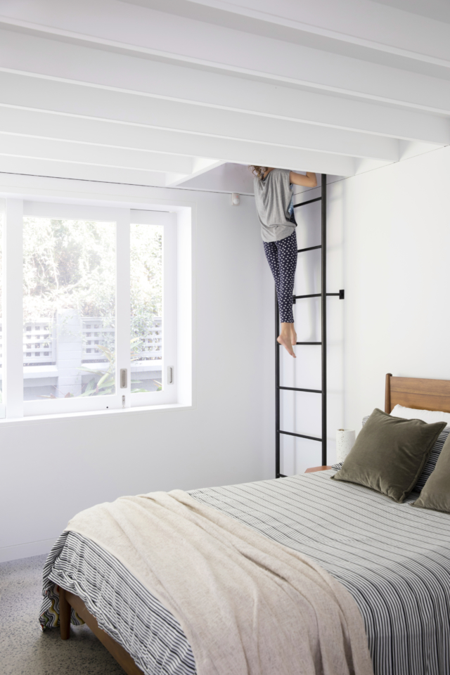 The loft space is accessed from the bedroom