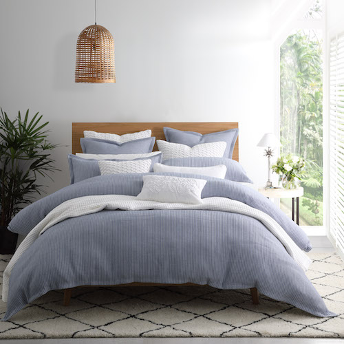 Private Collection 'Dash' quilt cover in chambray