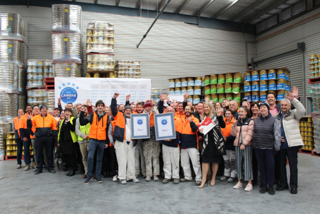Haymes Paint family and staff celebrate the recent win