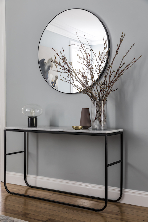 AFTER hallway. A Warranbrooke mirror sits above a Grazia & Co console table.