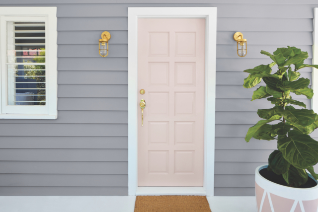 This front door is painted in Taubmans 'Pink Dust'