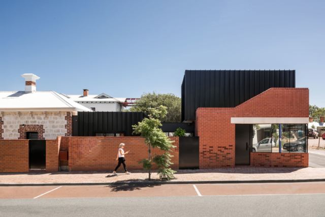 New red bricks to the rear (right) echo the heritage red bricks from the original home (left)