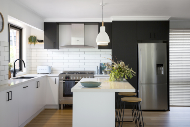 A recent Kinsman Kitchens renovation. Photography by Marcel Aucur and styling by Alex Shimmin at White Room Interiors