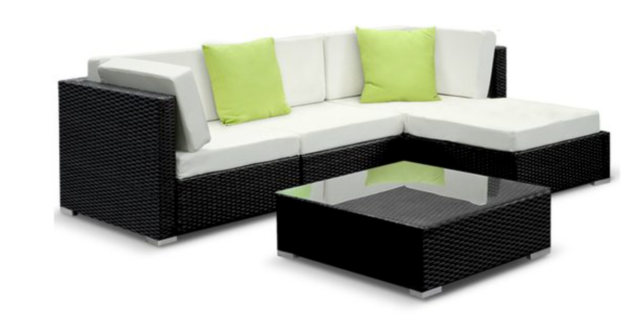 L Shape Outdoor Lounge With Glass Table Top