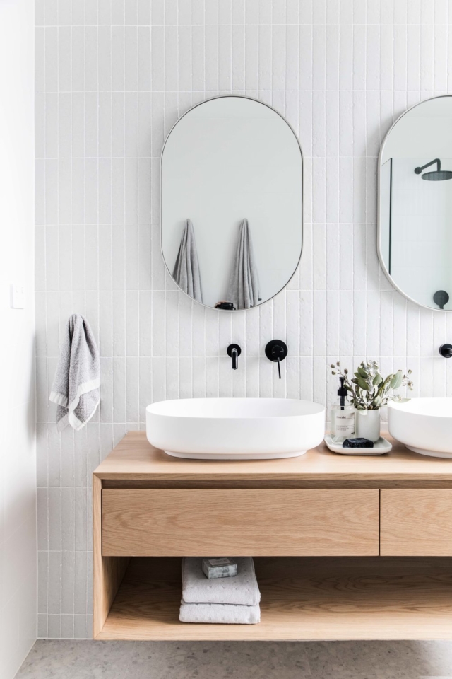 The Middle of Nowhere Bjorn oval mirror looks fabulous in this bathroom by The Stables.